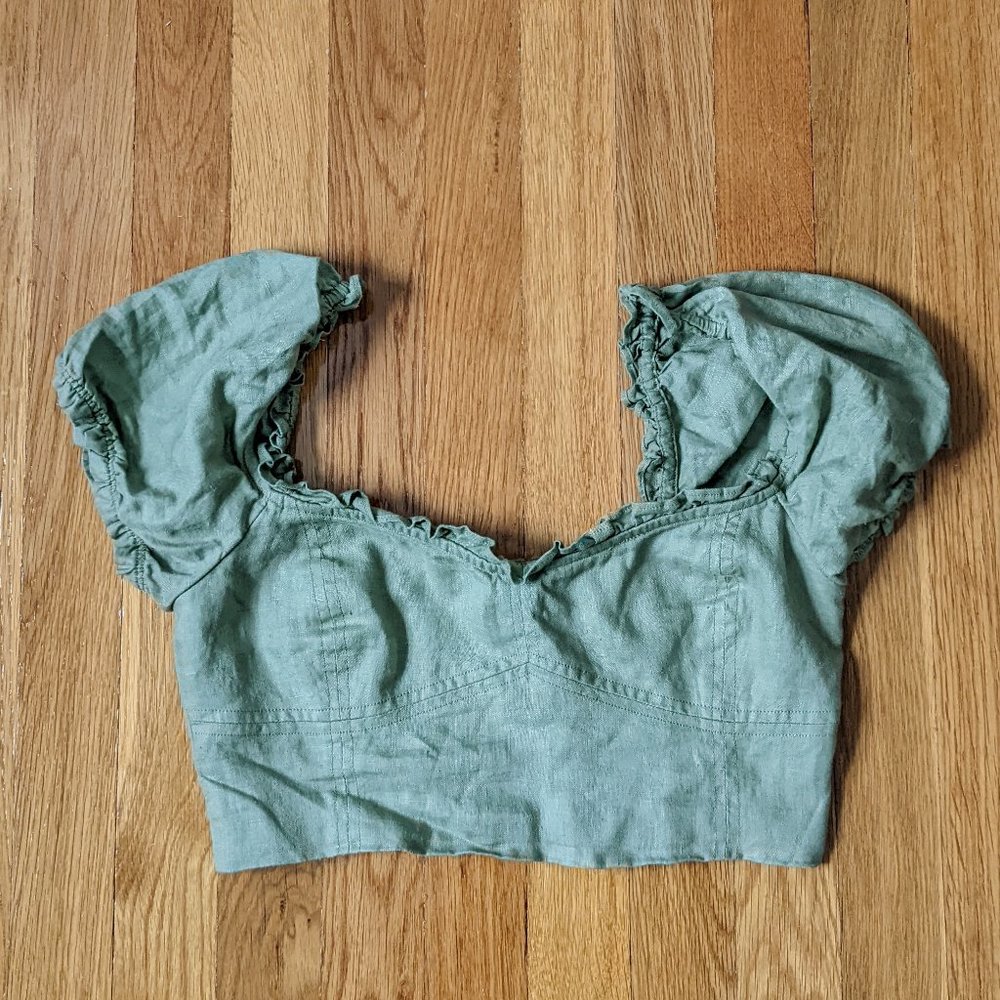 Wilfred by Aritzia | Linen Wander Blouse in Green Size M